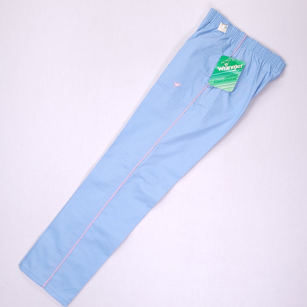 Vintage Wrangler Junior Casualwear Pants Light Blue Pink Piping Horse Logo Med